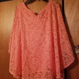 Peach lace overlay top